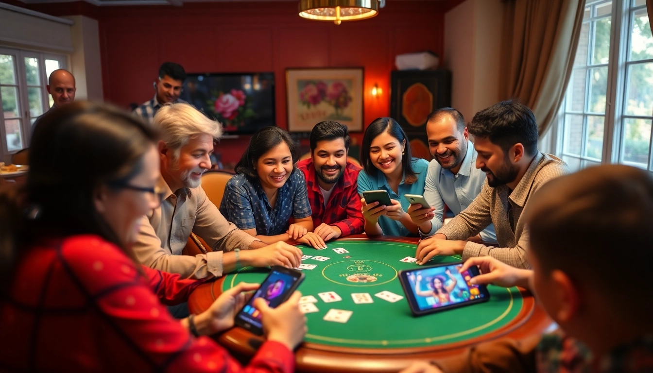 Players actively enjoying the rummy wealth card game on their mobile devices with excitement and fun.