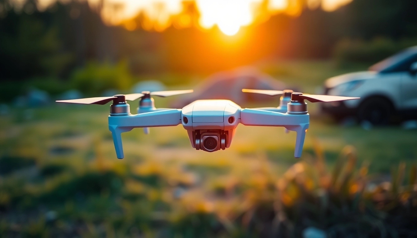 Capture stunning images with the best drone for beginners photography featuring a sleek design against a picturesque sunset.