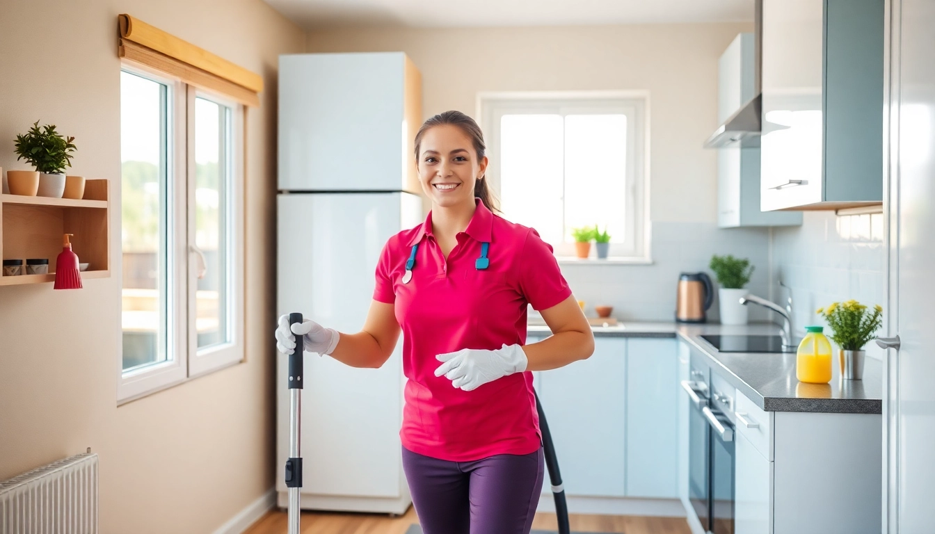 Professional cleaner performing bond cleaning in Brisbane, ensuring a spotless kitchen for tenants.