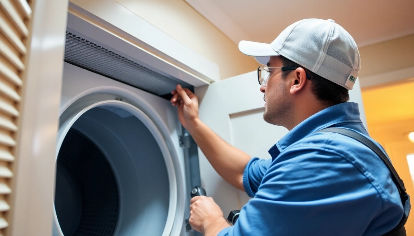 Technician conducting dryer vent cleaning salt lake city utah to ensure efficient dryer operation.