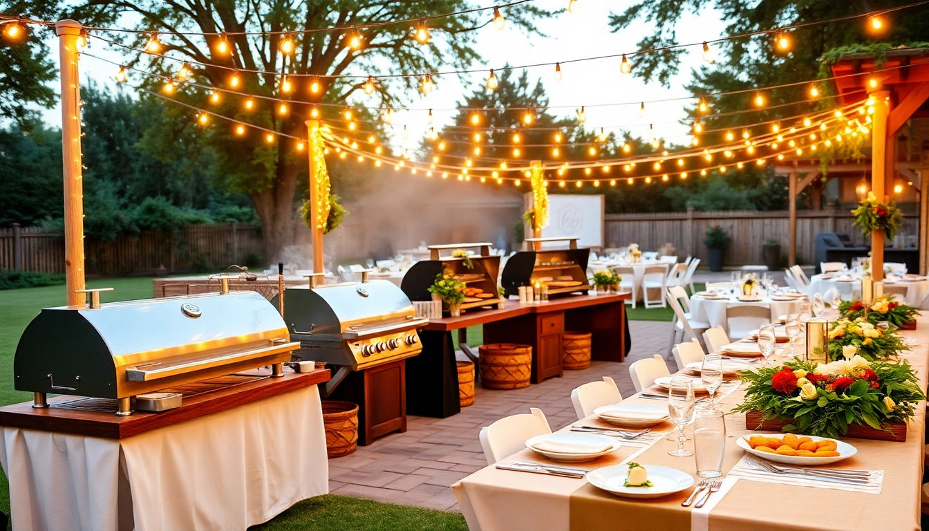 Hochzeit Grill Catering für Berlin featuring a delightful BBQ setup with vibrant decor for a beautiful event.