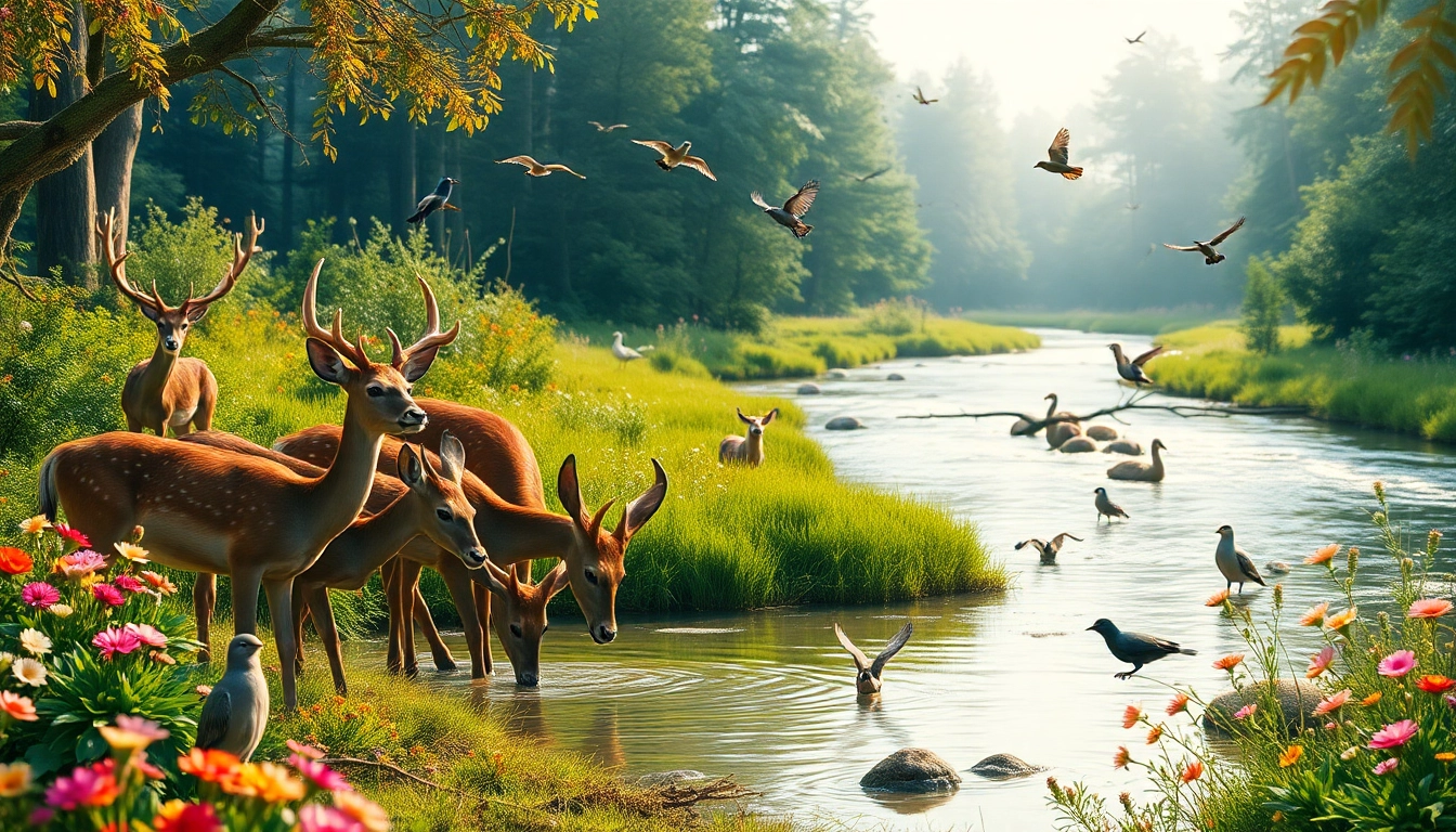 Experience the beauty of wildlife with www.sudswild.com showcasing deer by a serene river.