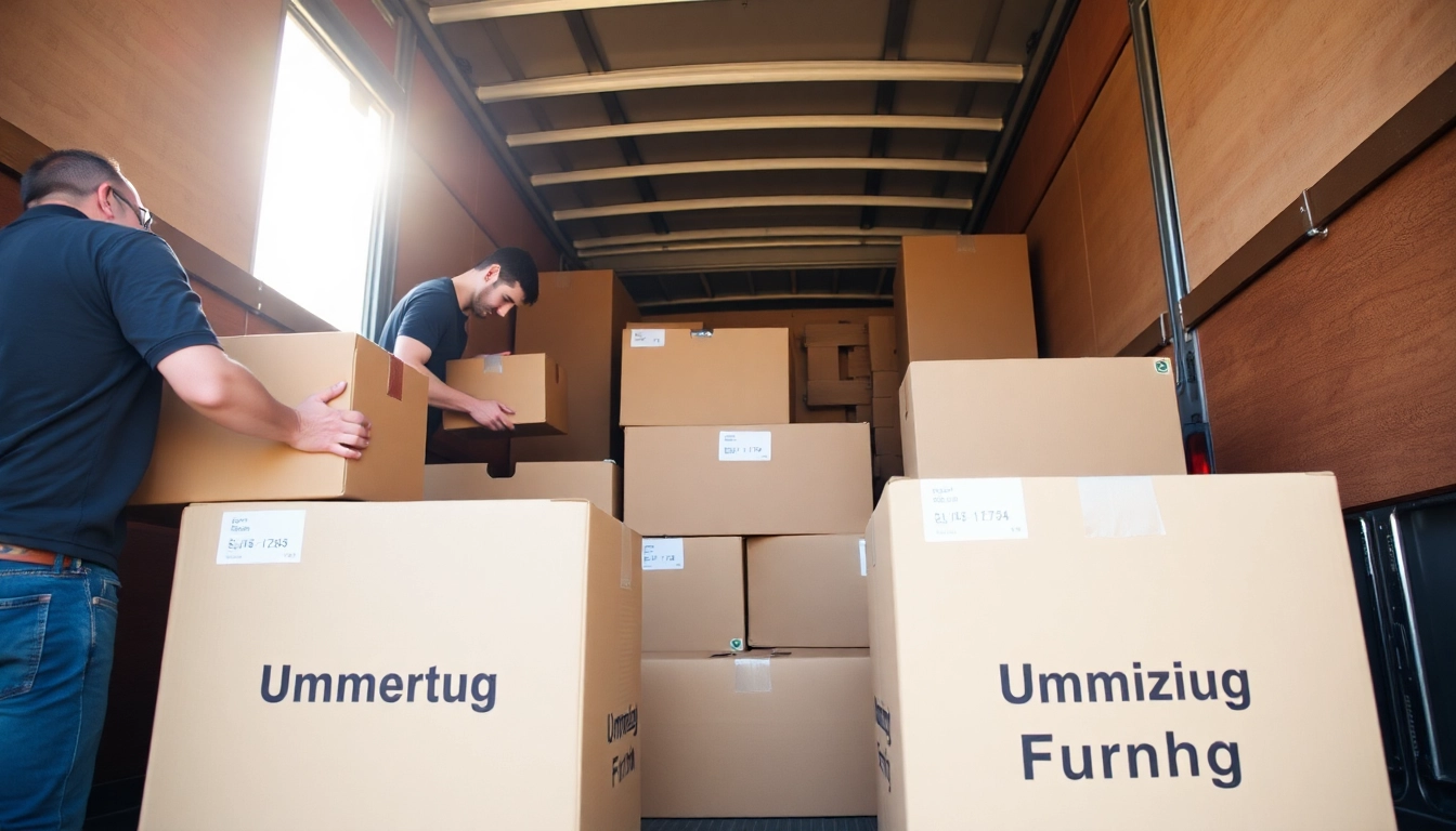 Efficient Umzug Fürth service showcasing movers packaging furniture expertly.