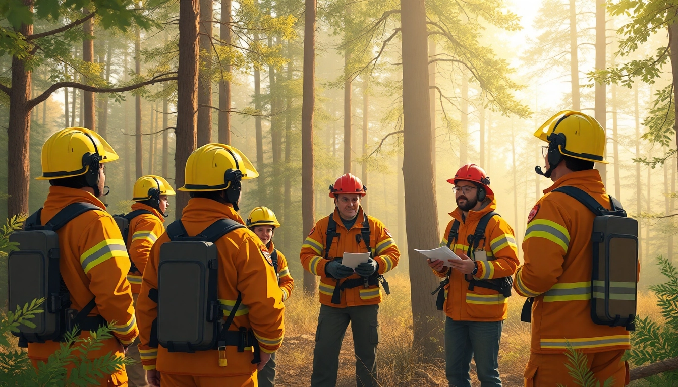 Training session on wildfire events highlighting safety techniques and teamwork.