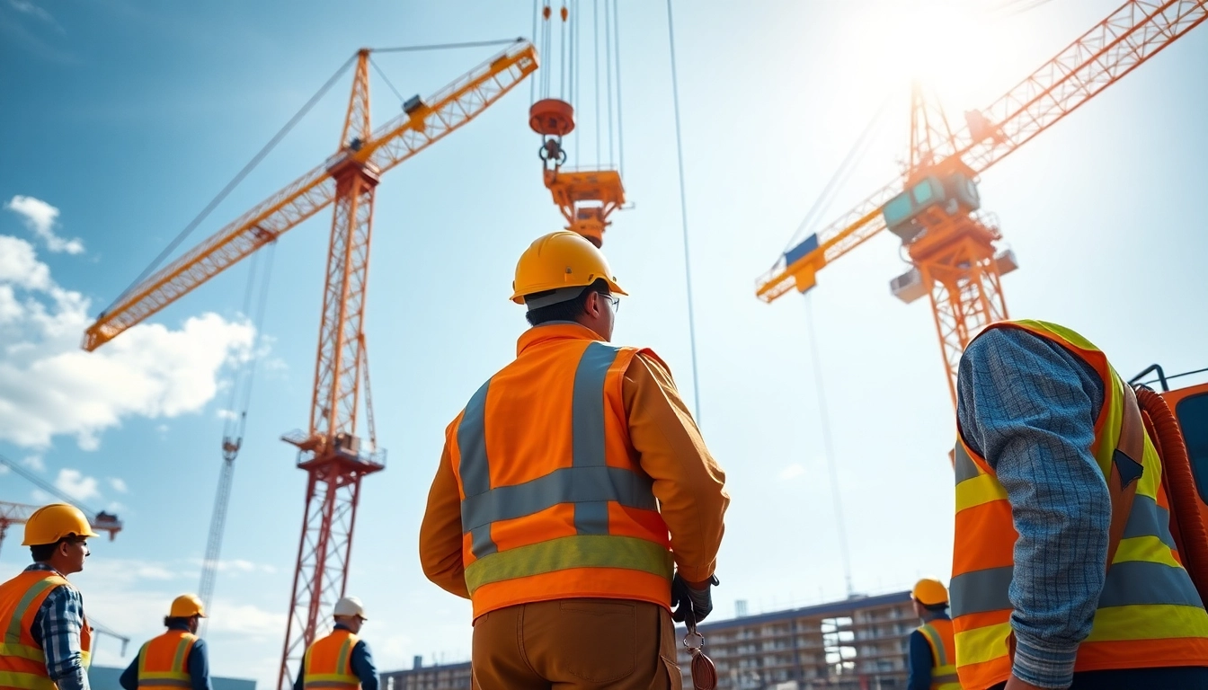 Showcasing Level 5 lifting operations answers through a professional crane operation scene highlighting teamwork and safety.