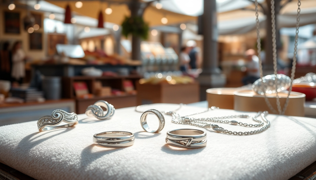 Showcase of elegant silver jewelry pieces highlighting intricate craftsmanship