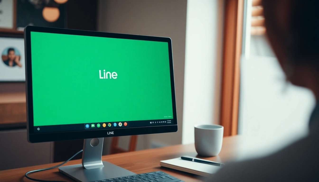 Engage with line电脑版下载 on a computer showcasing user-friendly interface and design.