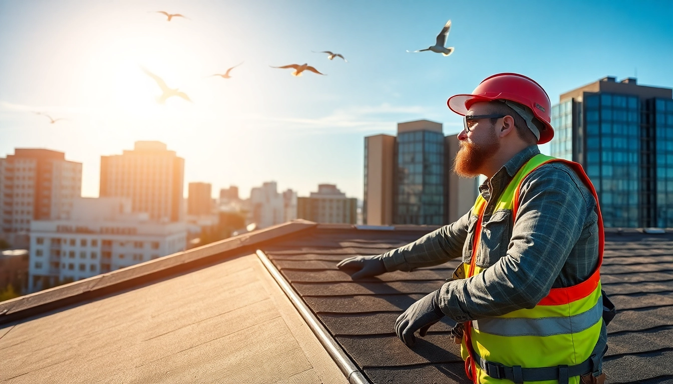 Best roofing company in Austin contractor assessing a premium roof in a professional setup