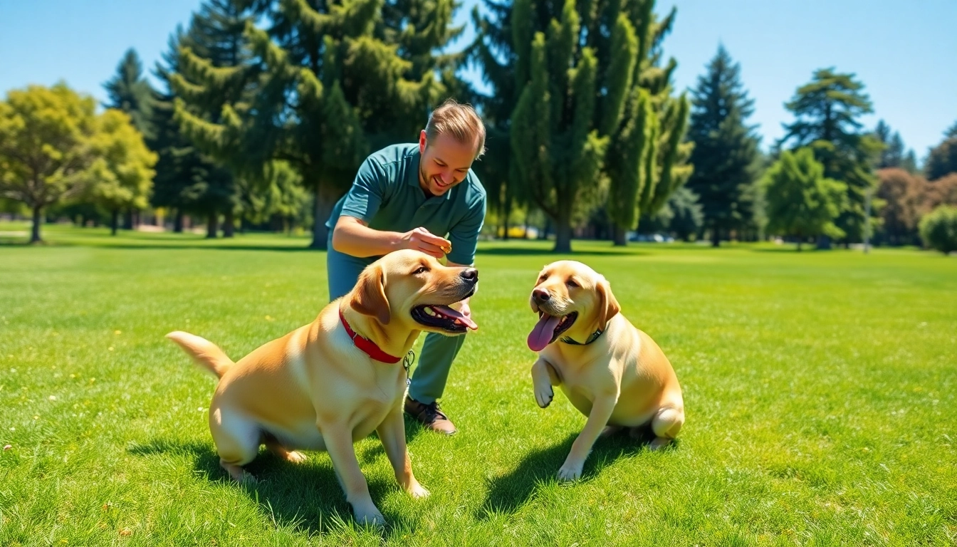 Engaging dog training session in Irvine focusing on positive reinforcement techniques with a Labrador.