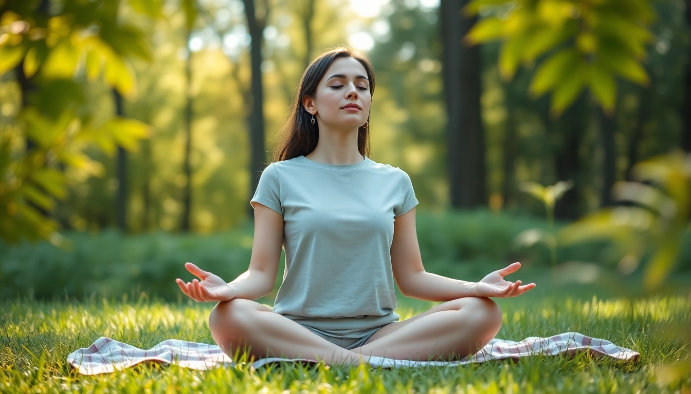 Woman meditating outdoors, illustrating effective methods for dealing with stress.