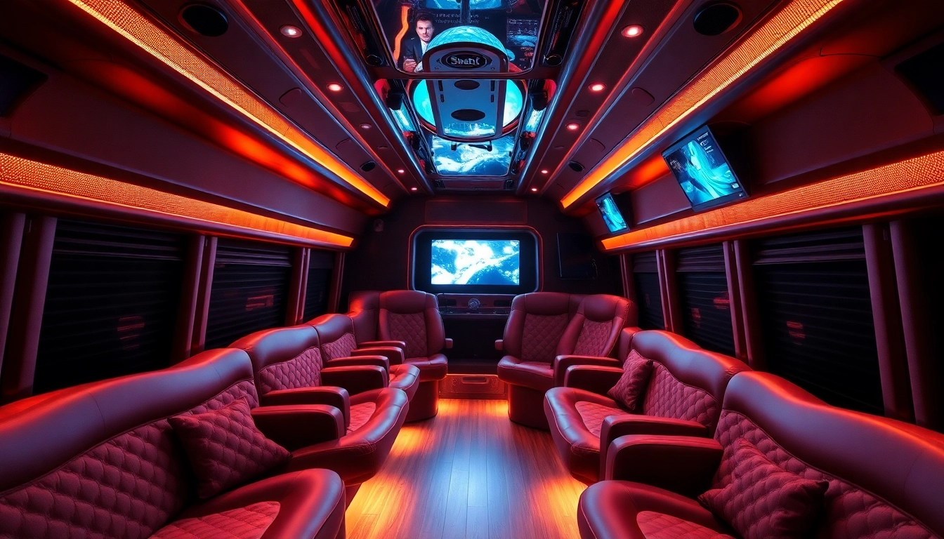 Ride in comfort on an Atlanta party bus, featuring plush seating and vibrant lighting for celebrating memorable occasions.