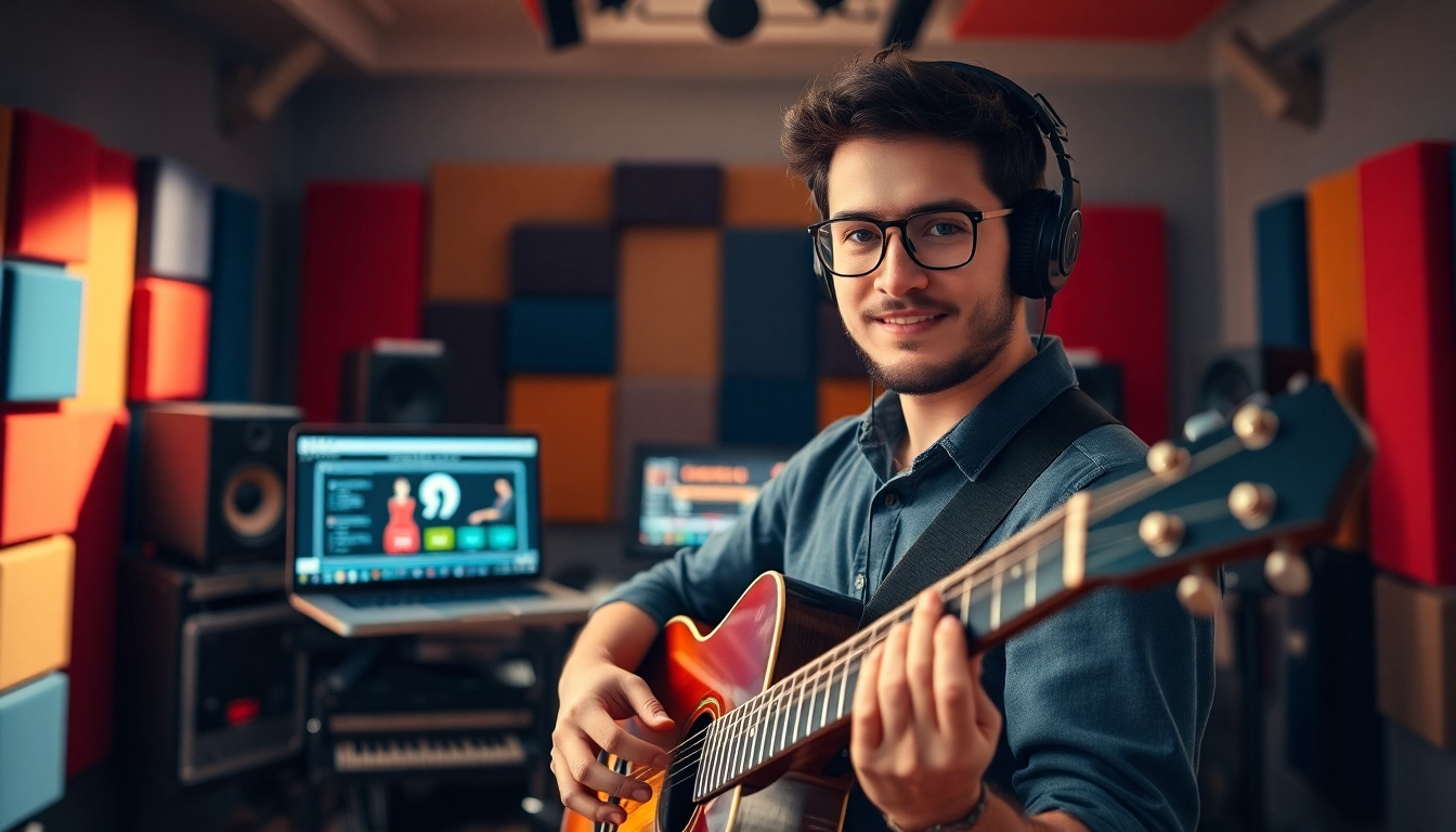 Enhance your music pitching strategy with a musician in a creative studio environment.