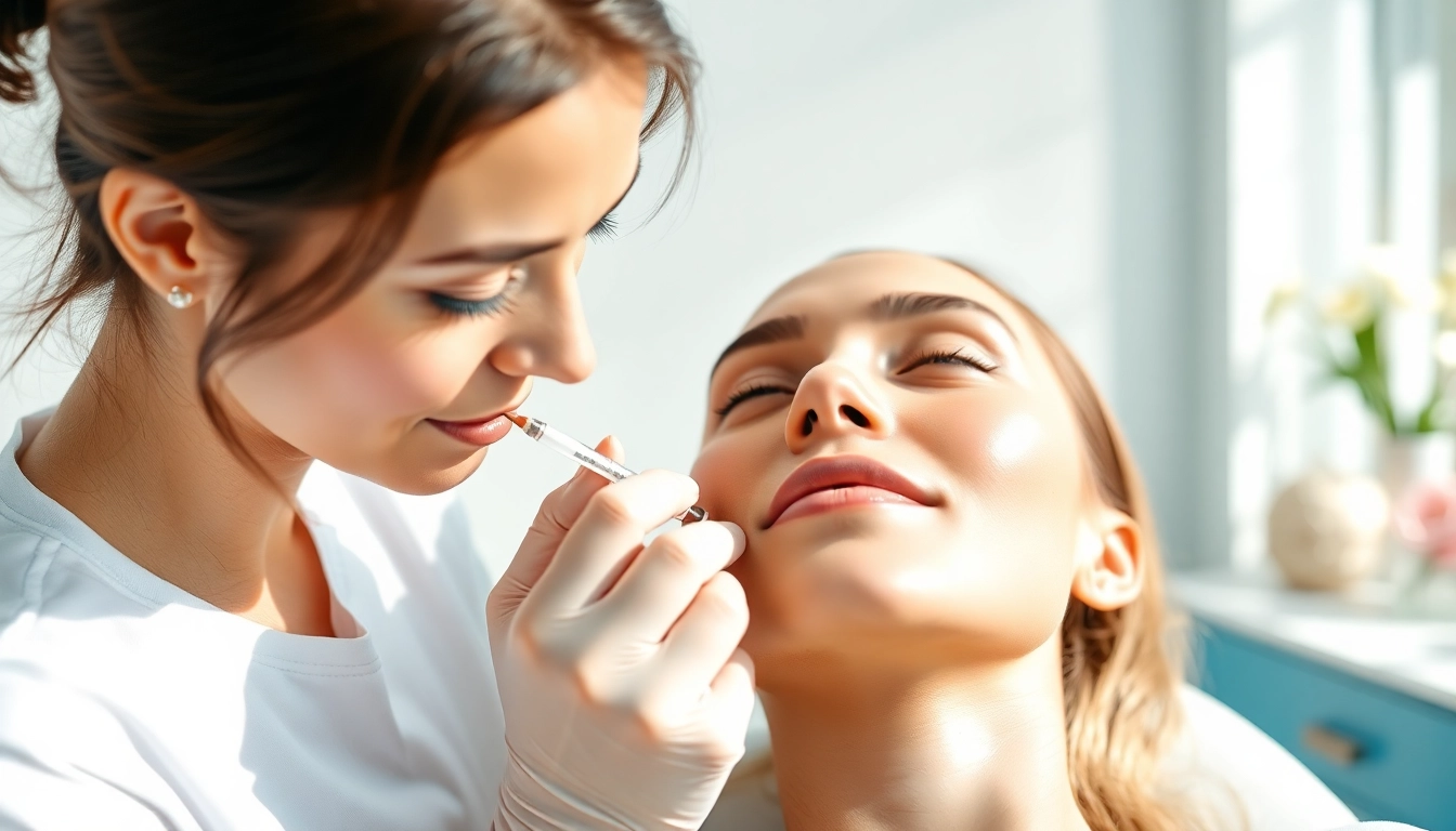 Client receiving dermal fillers near me in a bright, modern clinic, ensuring a professional aesthetic experience.
