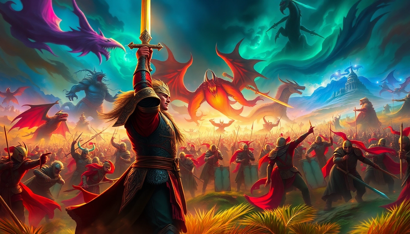 Epic battle scene from warlords 2 showcasing armies and a commanding hero in a mystical setting.