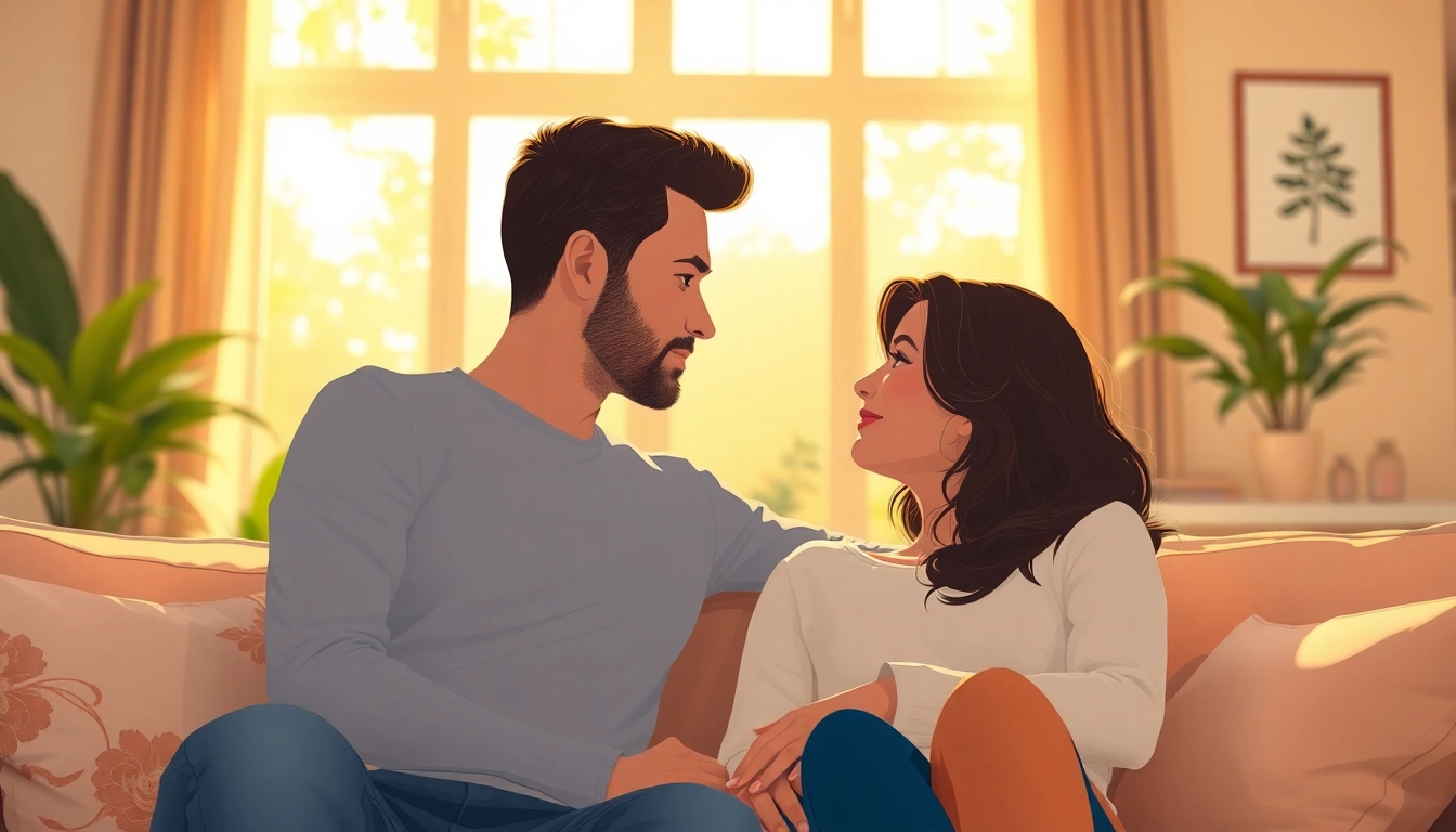 Couple communicating effectively in relationships, illustrating attentive expressions and cozy atmosphere.