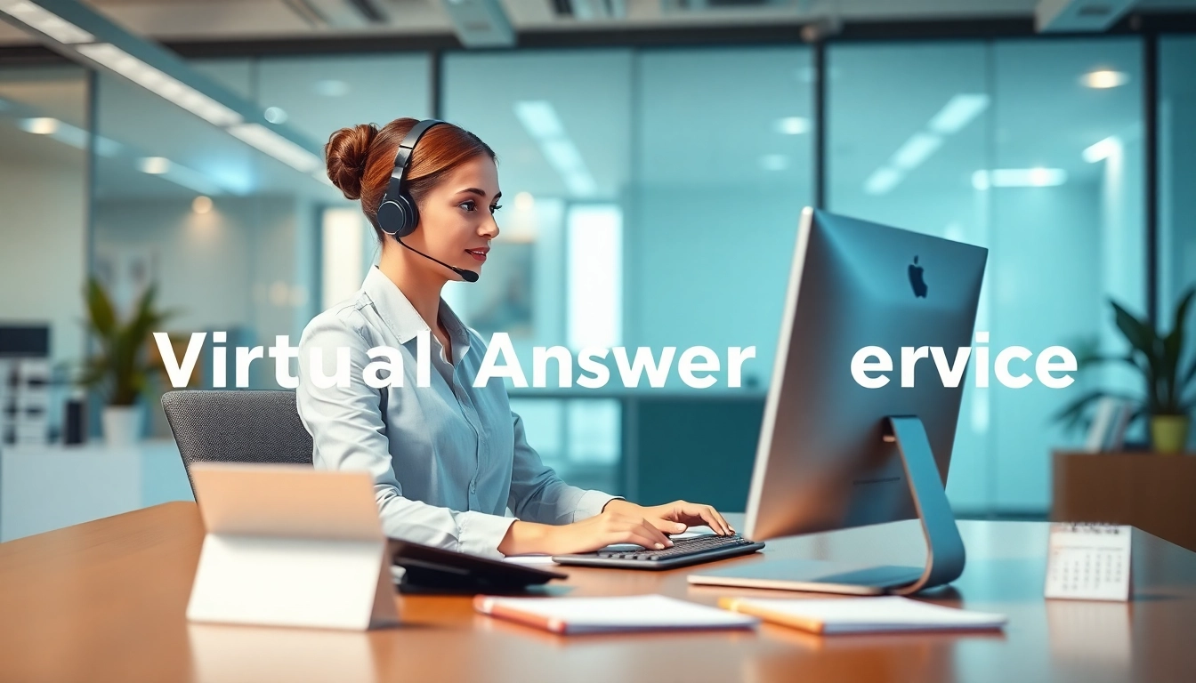 Enhance efficiency with a Virtual Answer Service by a professional receptionist in an office.