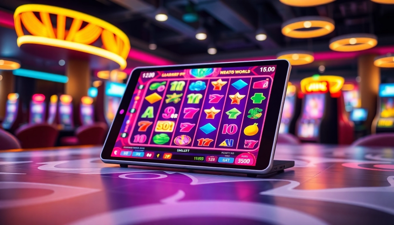 Permainan menarik di https://batman138ss.com dengan mesin slot berwarna cerah dan efek cahaya neon.