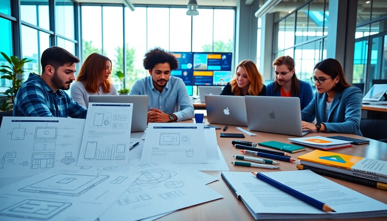 Showcasing web design edmonton with a creative team working in a modern office environment