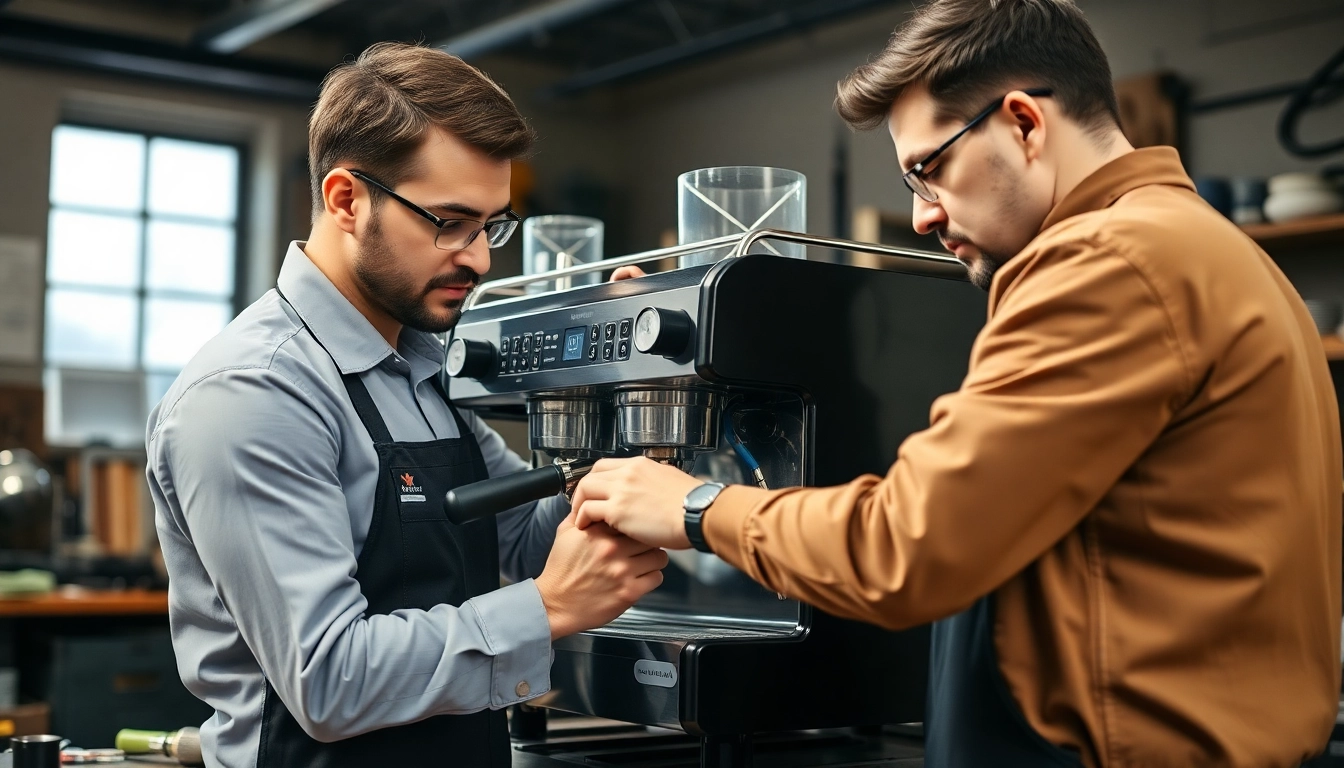 Cimbali service technique being expertly applied by a professional, showcasing precision in espresso machine repair.