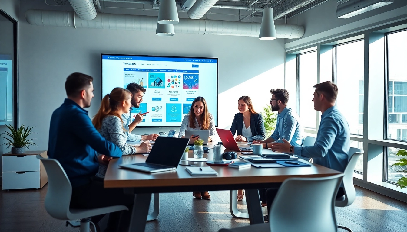 Creating innovative edmonton web design concepts with a professional team in a collaborative workspace.