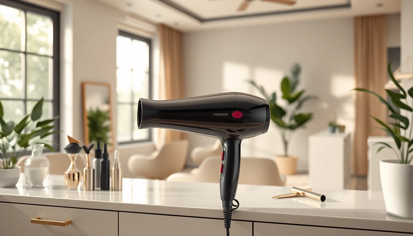 Enhance your styling with this luxury hair dryer, showcasing its sleek design and premium features.