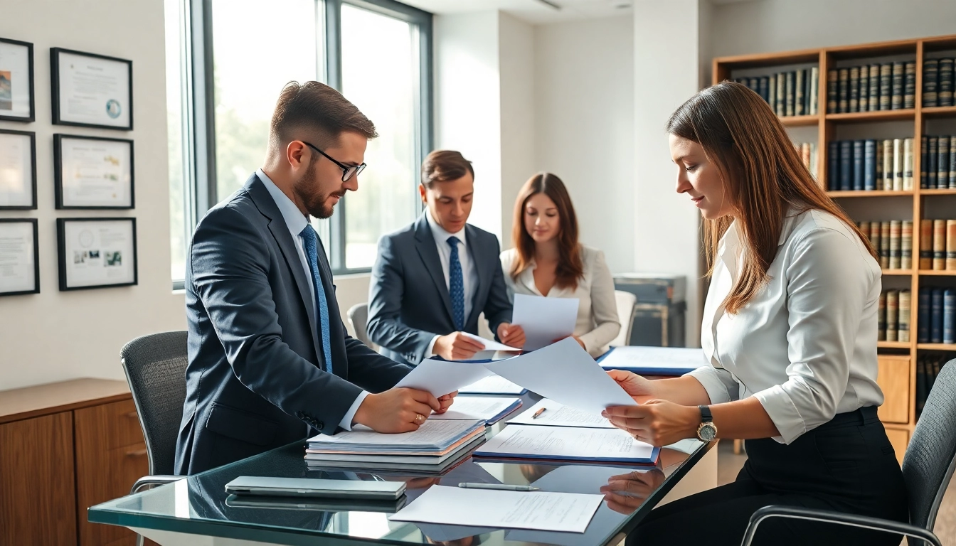 Providing QSM document clearing services in a professional office setting with staff assisting clients.