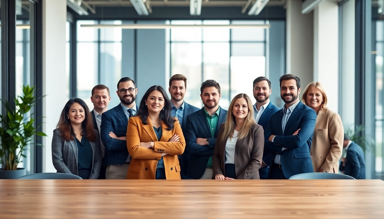 Showcase of Company Headshots featuring a diverse team in a modern office.