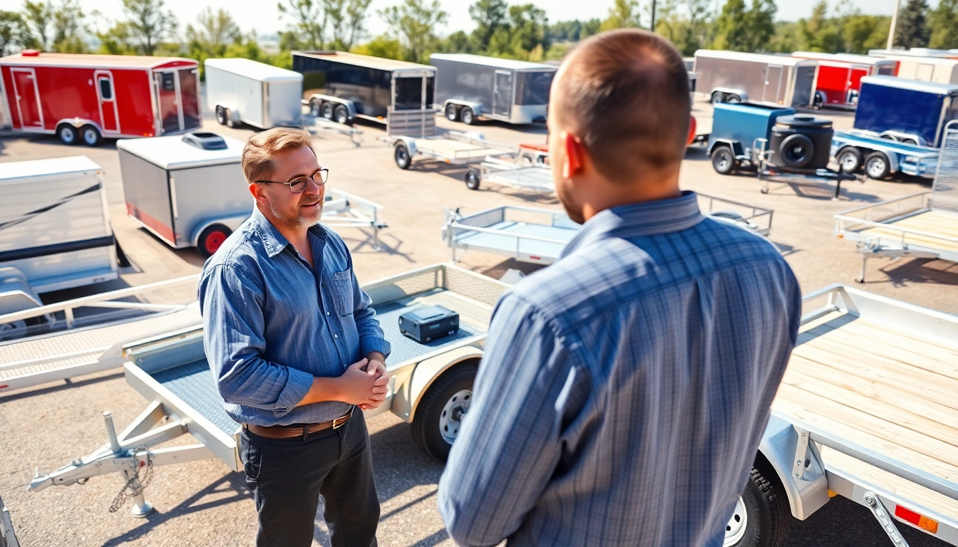 Explore trailers for sale in Massachusetts with diverse options available in an outdoor showroom.