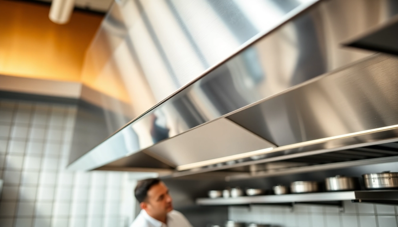 Service technician performing Restaurant Exhaust Hood Cleaning service to ensure a safe kitchen environment.
