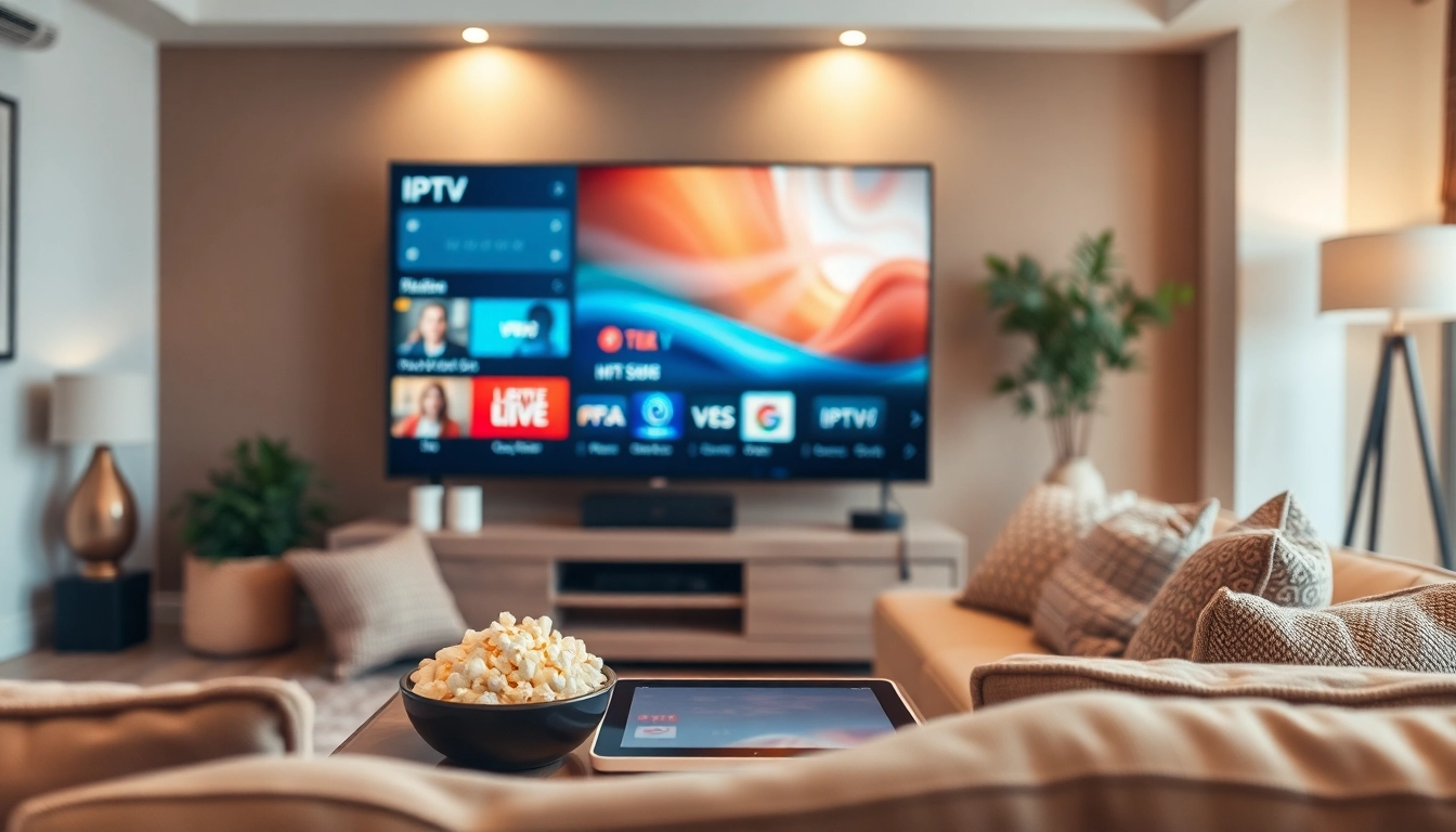 Compra Listas IPTV en un acogedor salón con un televisor moderno y ambiente relajado.