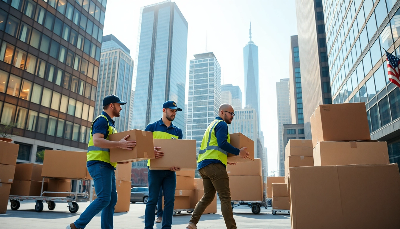 Best movers nyc working efficiently in a bustling New York City setting.