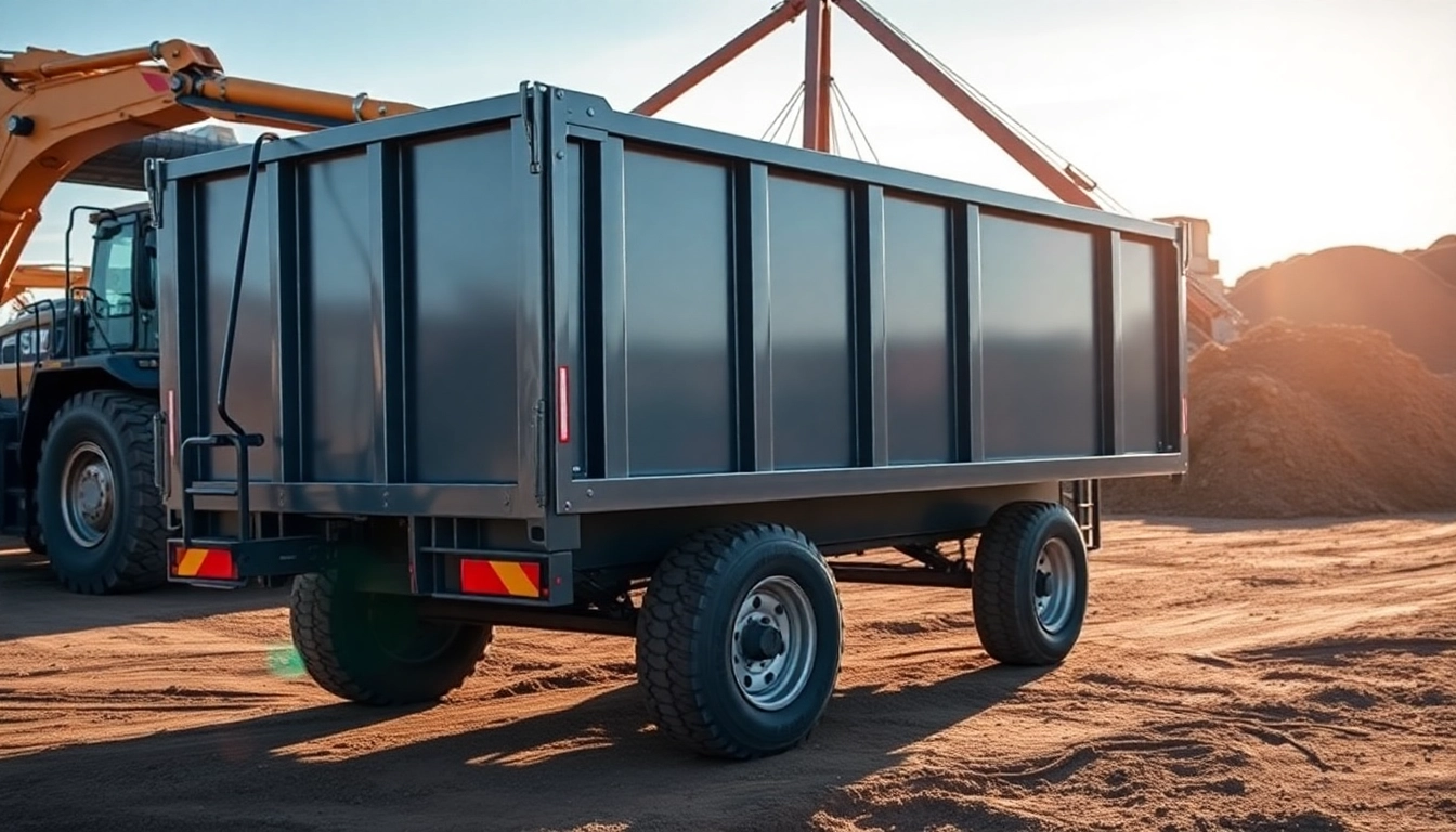 Used dump trailer for sale near me at a construction site with heavy machinery.
